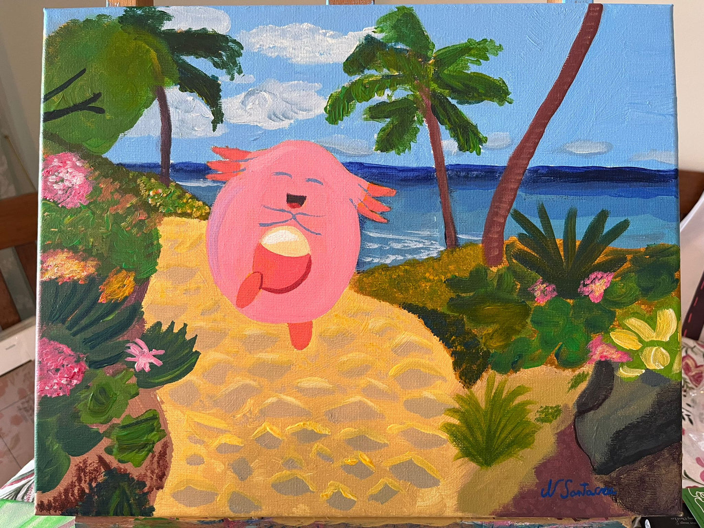Chancey Pokémon at the Beach - Original Painting