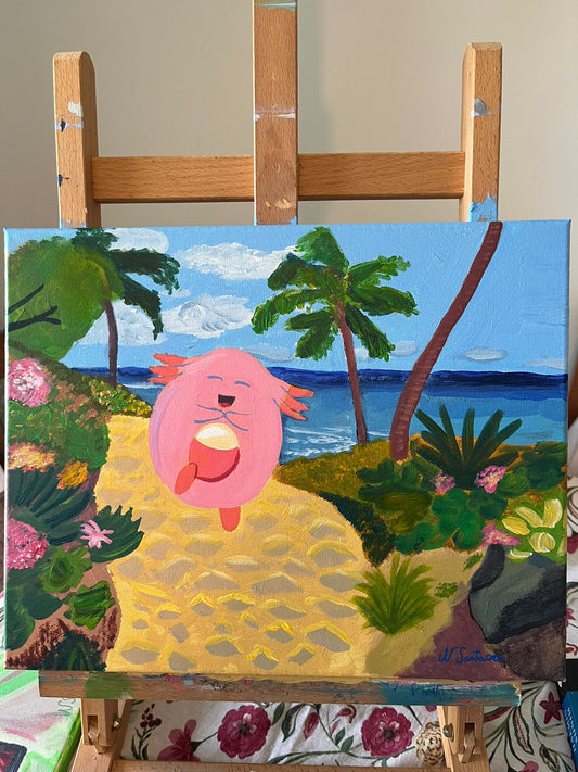 Chancey Pokémon at the Beach - Original Painting